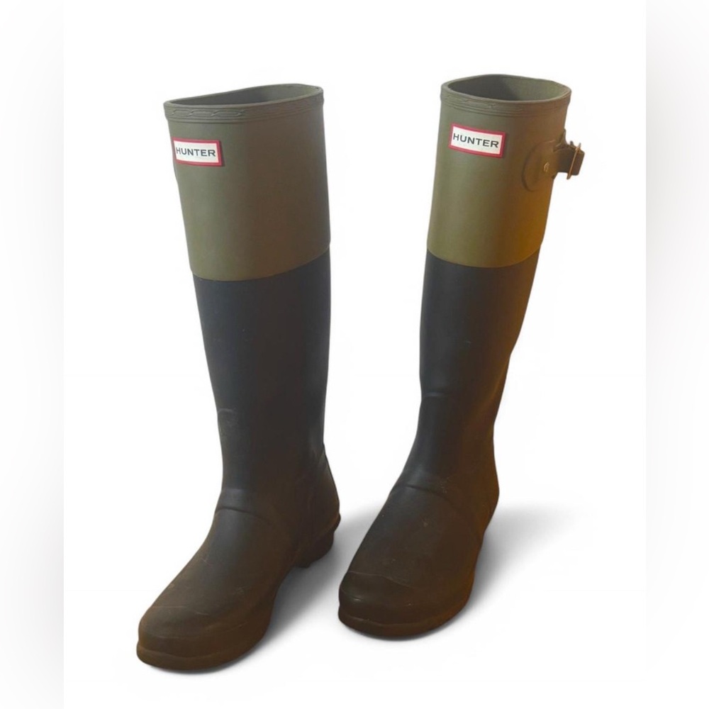 Hunter Green and Black Tall Rain Boots